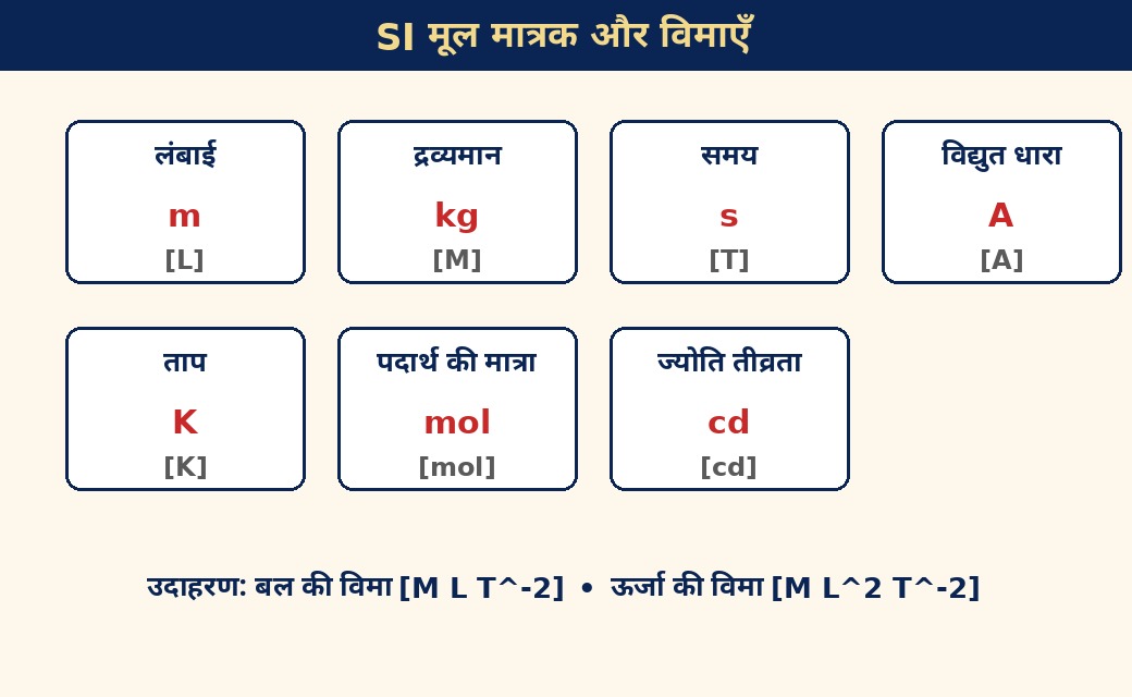 SI मात्रक, विमीय सूत्र और त्रुटि-नियम — एक नज़र में