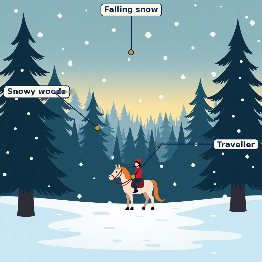 Stopping by Woods on a Snowy Evening labelled diagram