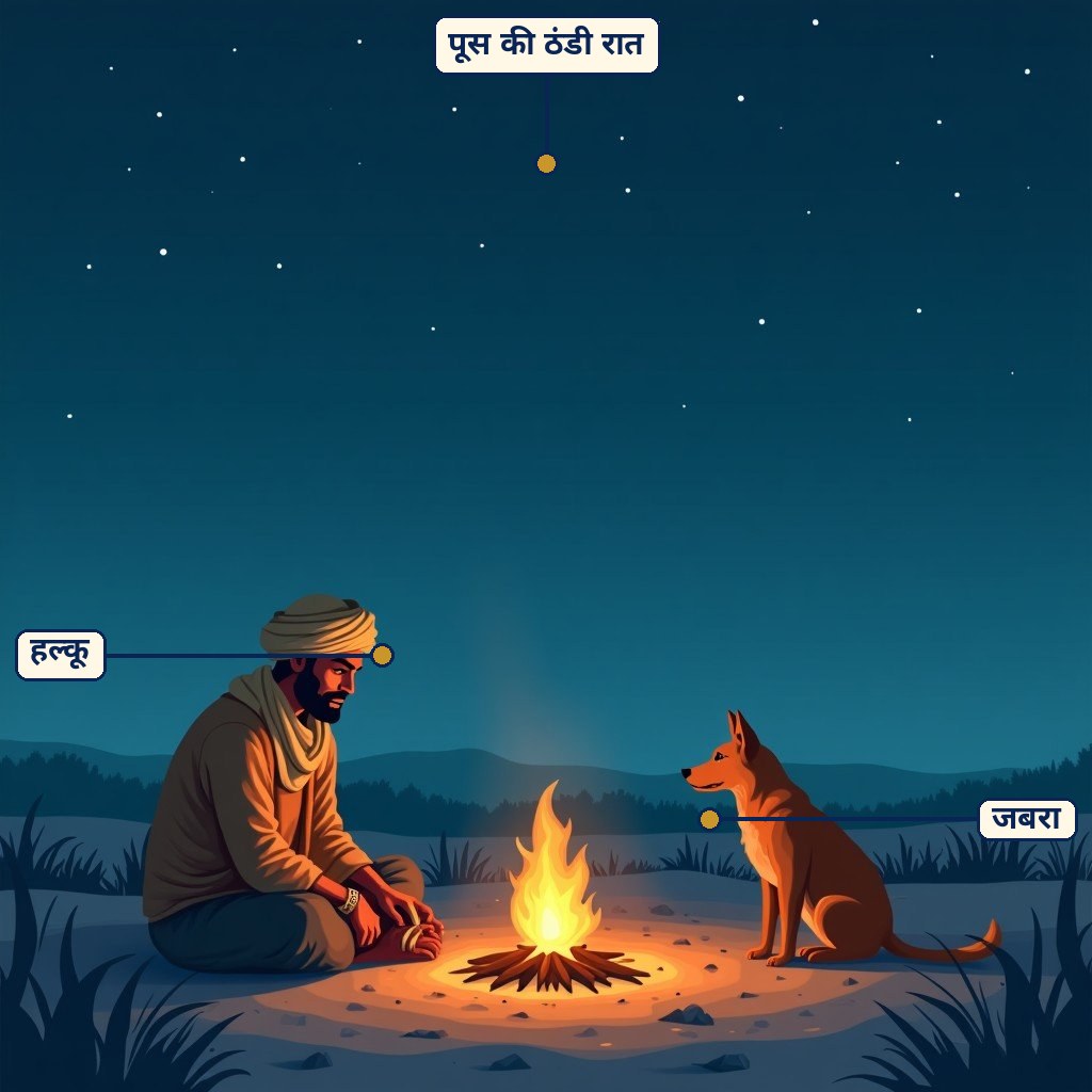 पूस की रात के लिए लेबल वाला चित्र