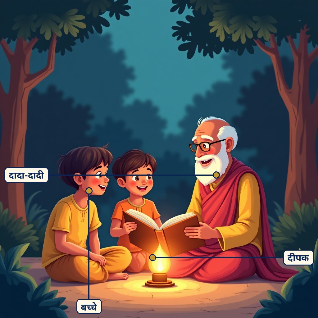 दादा-दादी के साथ के लिए लेबल वाला चित्र