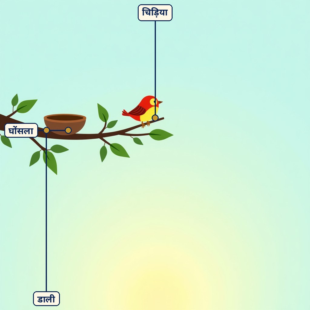 चिड़िया के लिए लेबल वाला चित्र