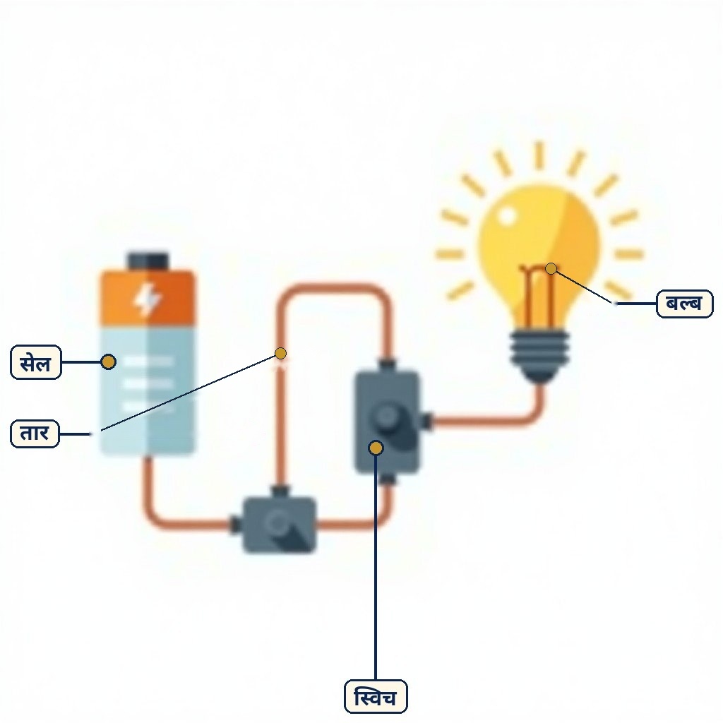 Labelled diagram for बल्ब जलाओ जगमग-जगमग