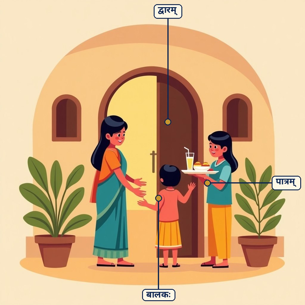 Labelled diagram for अतिथिदेवो भव