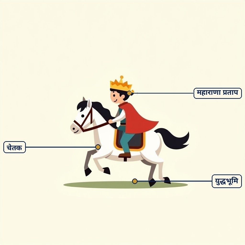 Labelled diagram for चेतक की वीरता