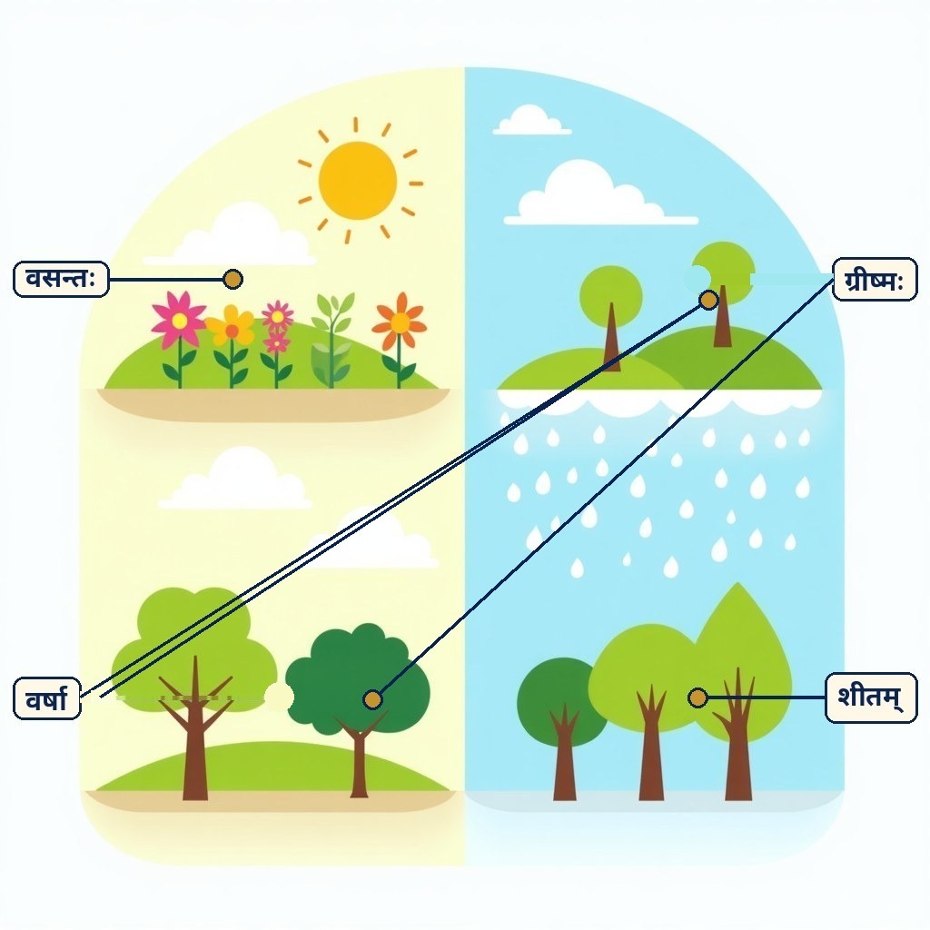 Labelled diagram for ऋतुपरिचयः