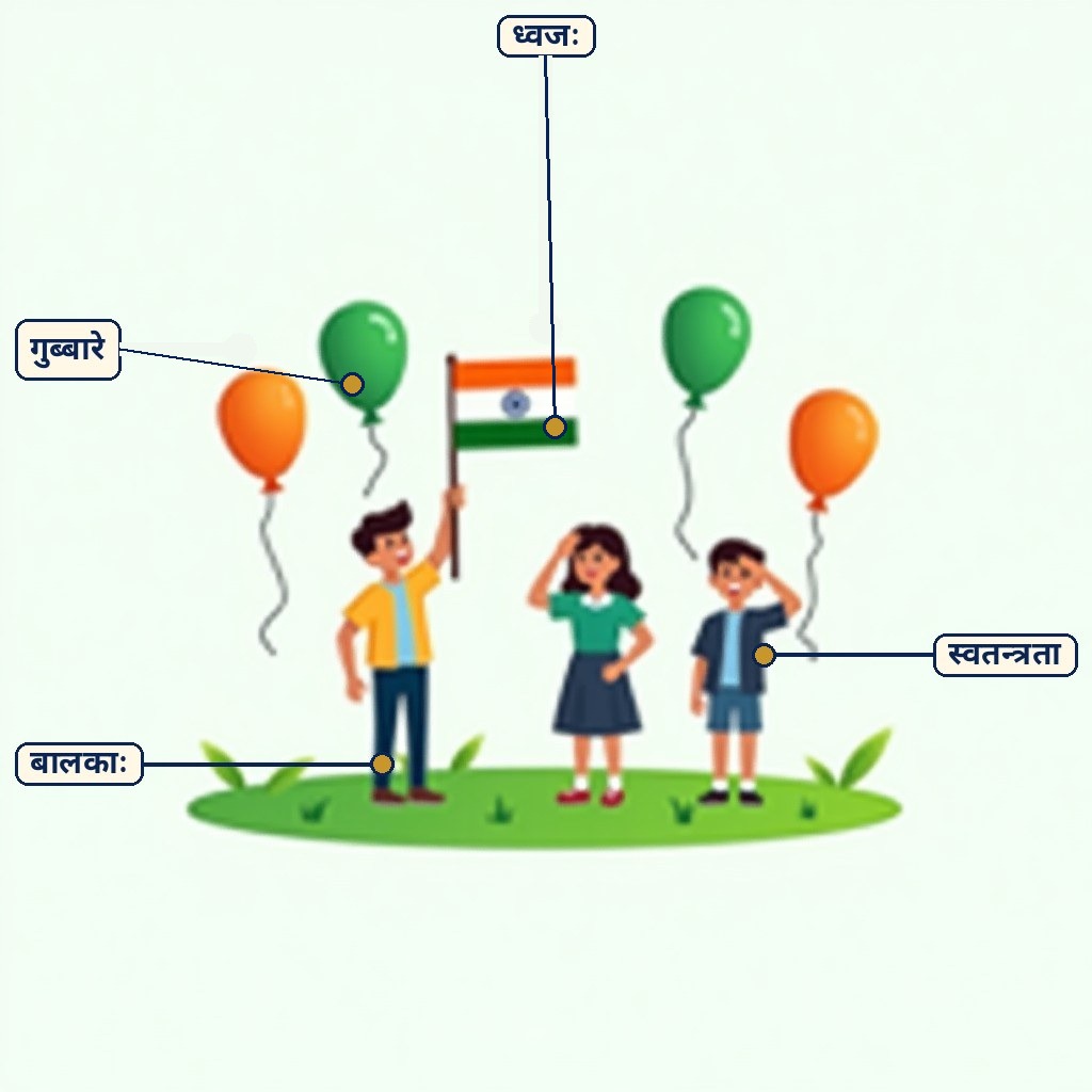 Labelled diagram for स्वतन्त्रता-दिवसः