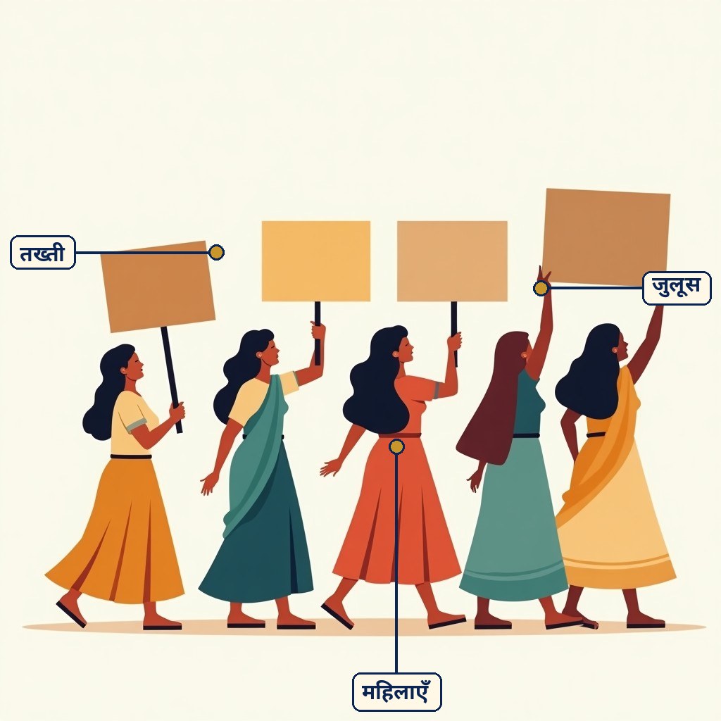 Labelled diagram for समानता के लिए महिला संघर्ष