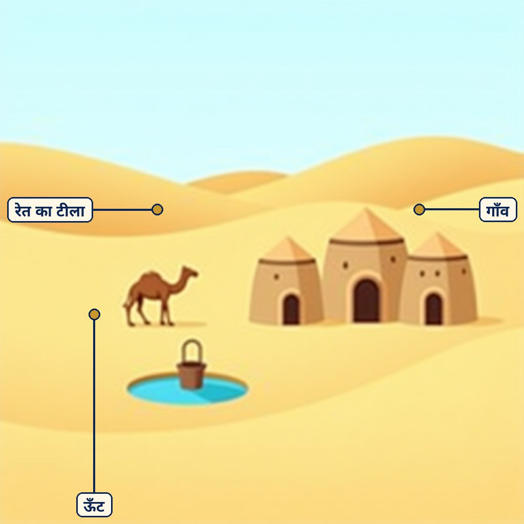 Labelled diagram for मानव पर्यावरण अंतःक्रिया: थार प्रदेश में जन-जीवन