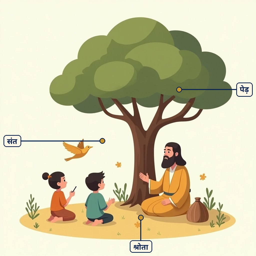 कबीर के दोहे के लिए लेबल वाला चित्र