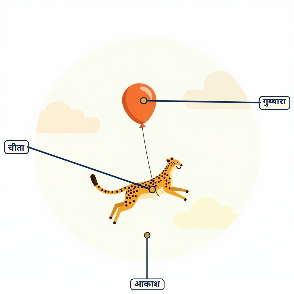 Labelled diagram for गुब्बारे पर चीता