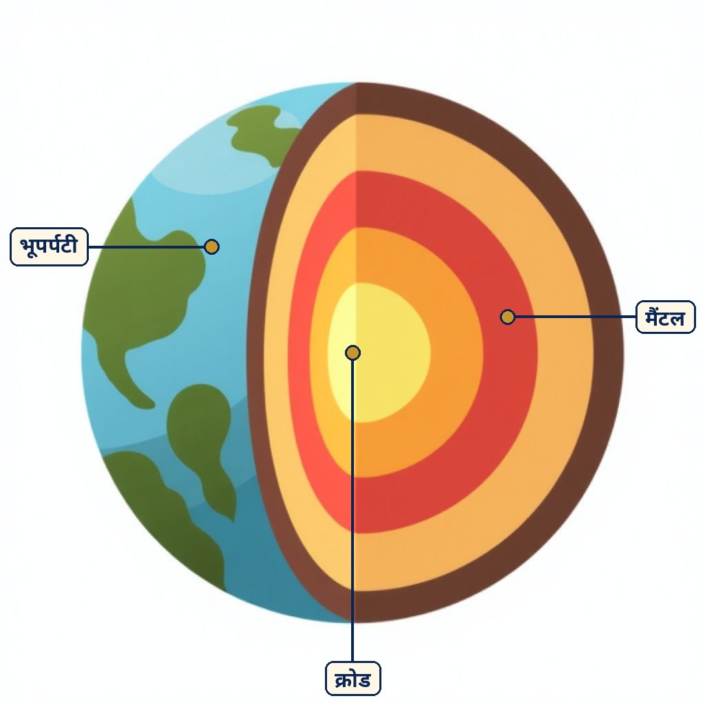 Labelled diagram for हमारी पृथ्वी के अंदर