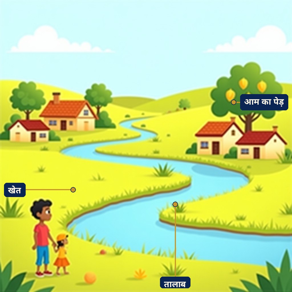Labelled diagram for अजय जब गाँव लौटे