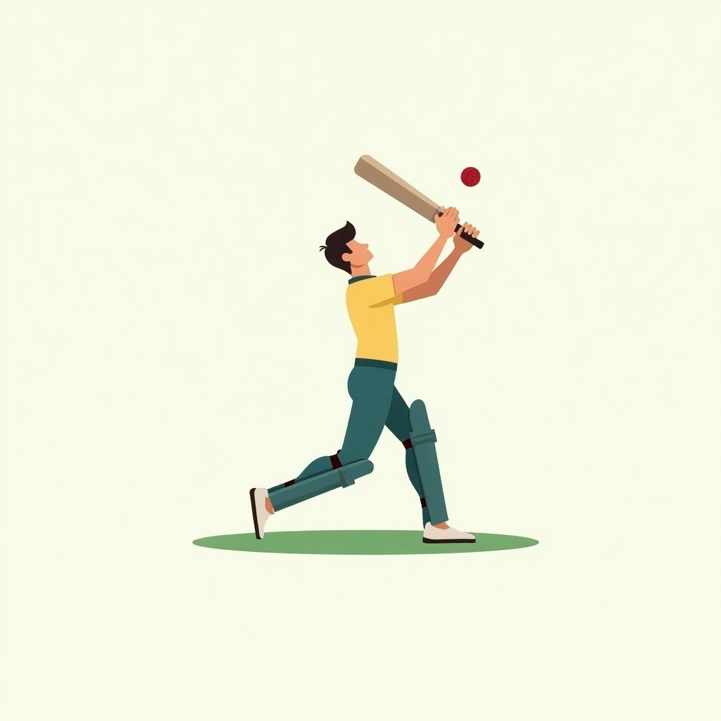 A cricket batsman striking a ball with a bat