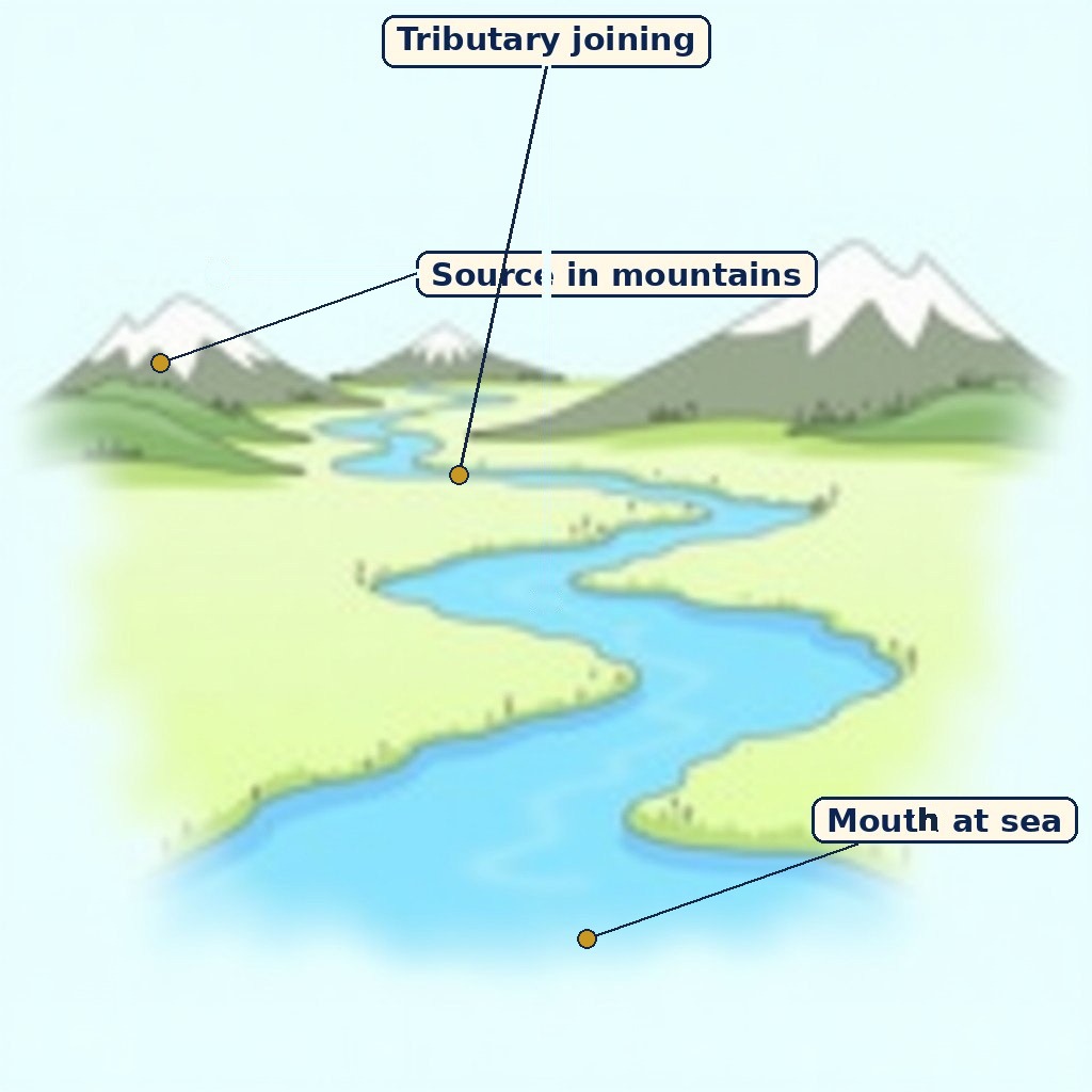 Labelled diagram for Journey of a River