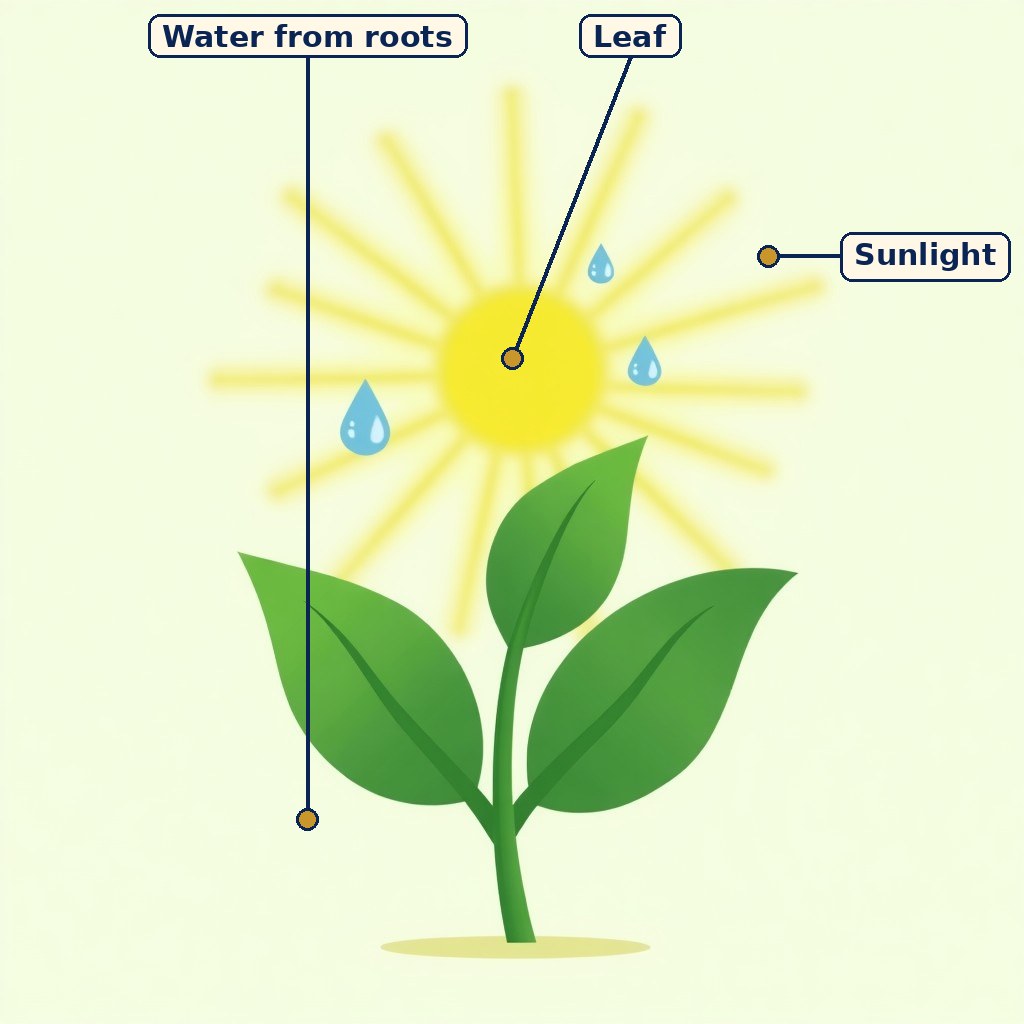 Labelled diagram for Life Processes in Plants