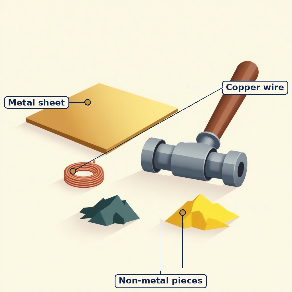 Labelled diagram for The World of Metals and Non-metals