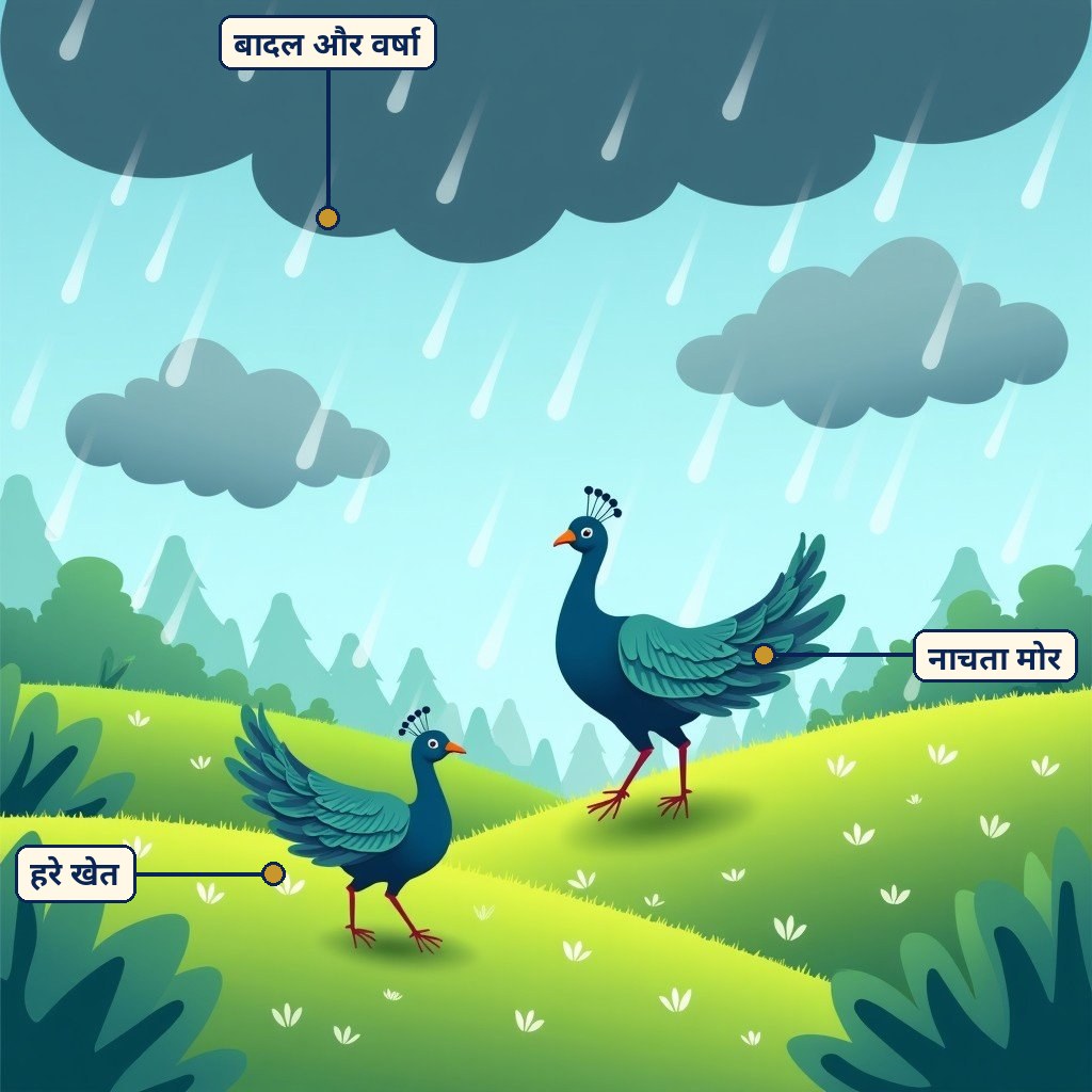 Labelled diagram for वर्षा बहार