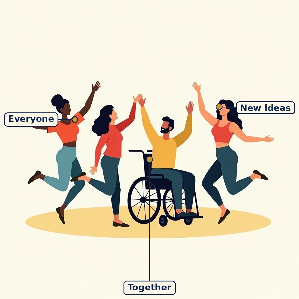 Labelled diagram for Innovation, Inclusivity and Inspiring Change