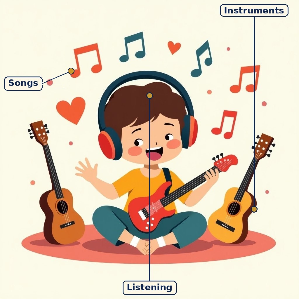Labelled diagram for My World of Music
