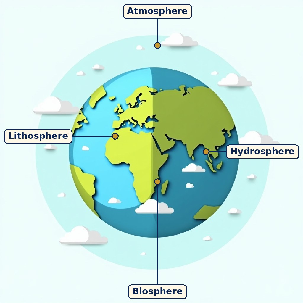 Labelled diagram for Earth as a System: Energy, Matter, and Life