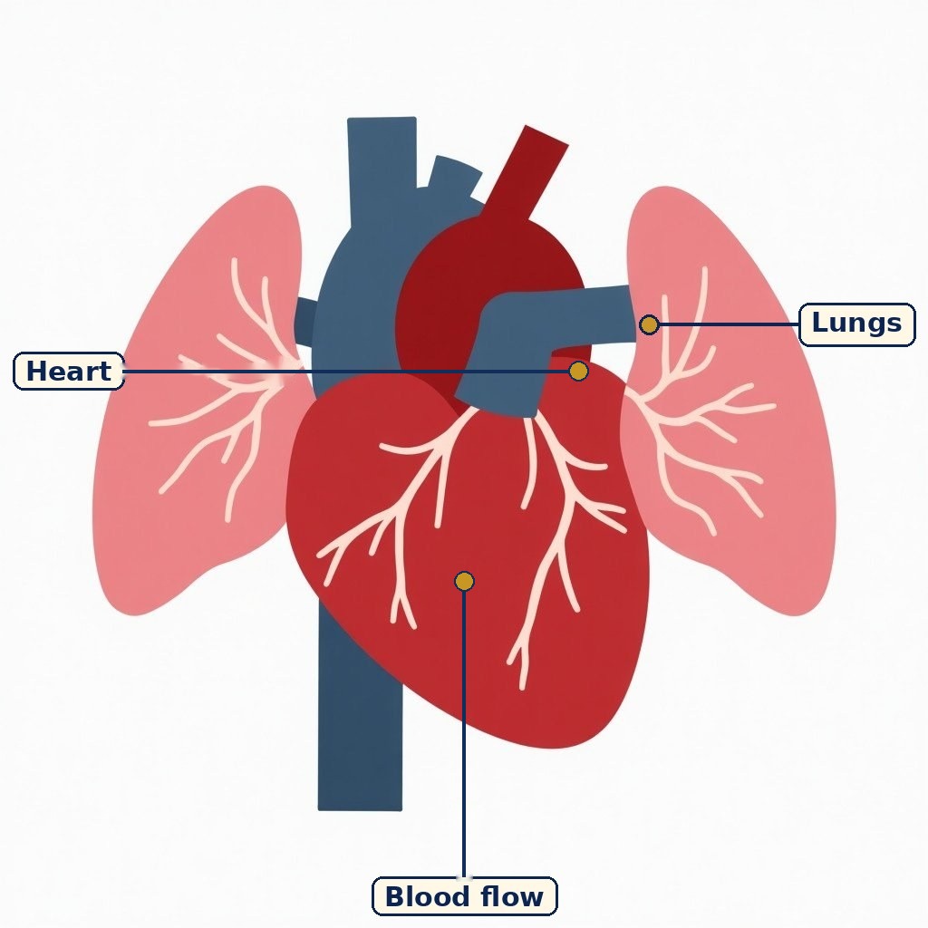 Labelled diagram for Cardiorespiratory System