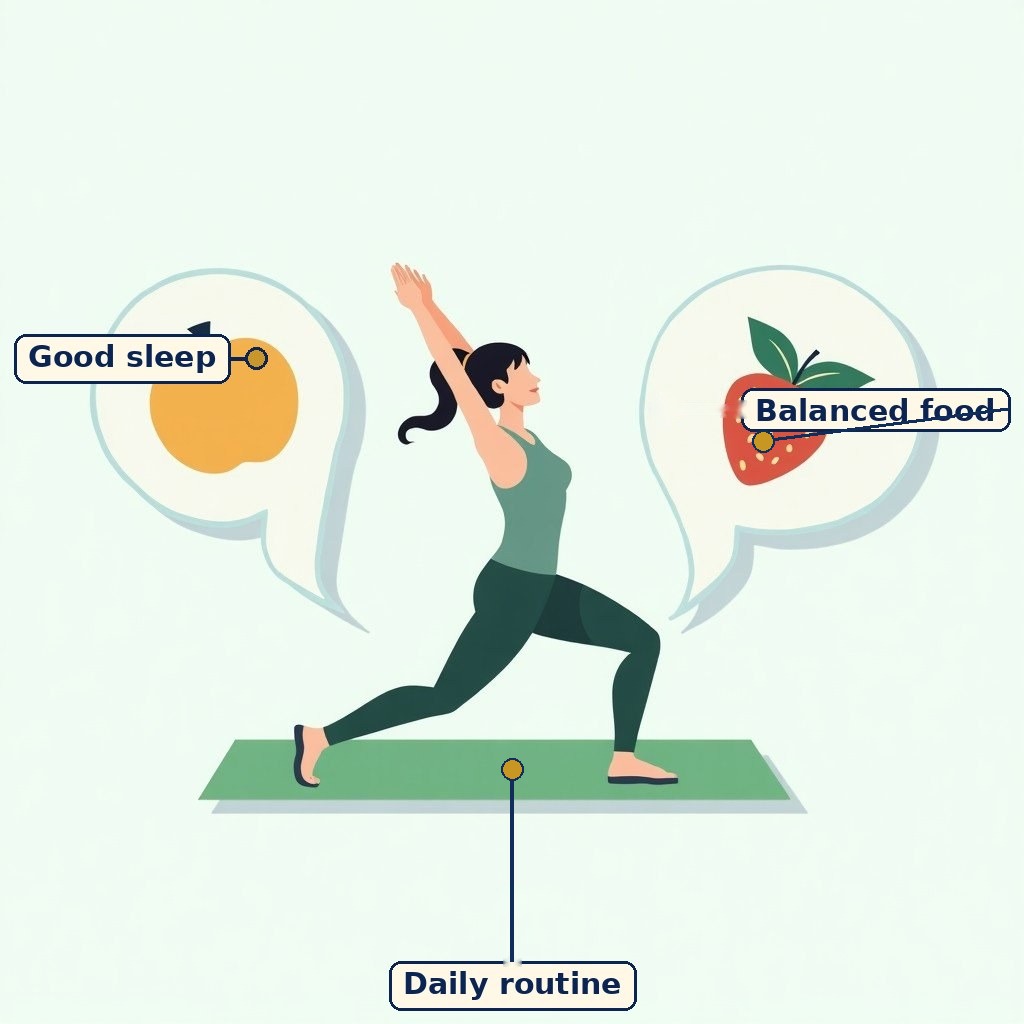 Labelled diagram for Yogamaya Jīvana (Lifestyle for Holistic Health)
