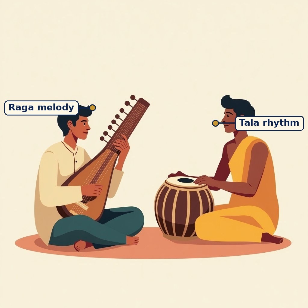 Labelled diagram for Rāga and Tāla